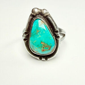 Native American Southwestern Old Pawn Turquoise Sterling Silver Vintage Ring